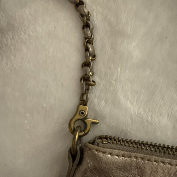 Elliott Lucca Mari Metallic Bronze Leather Flat Zippers Crossbody Bag - Picture 9 of 9